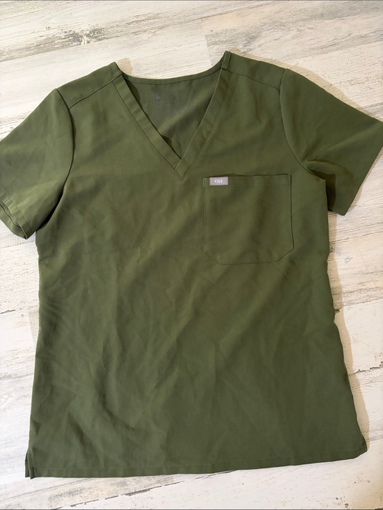 Figs Tops - FIGS Olive Green V-Neck Short Sleeve Scrub Top